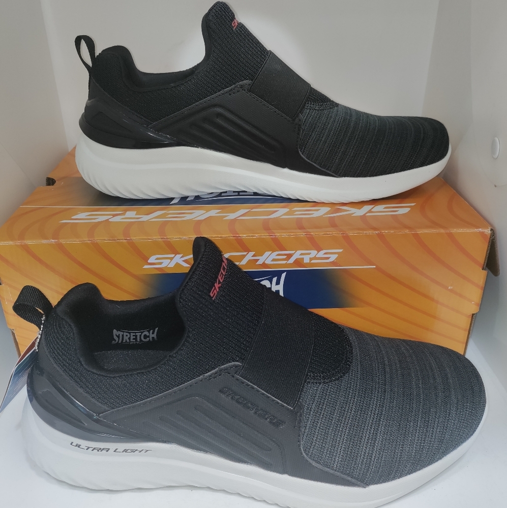 Skechers Black Slip-On Sneakers with Textured Design